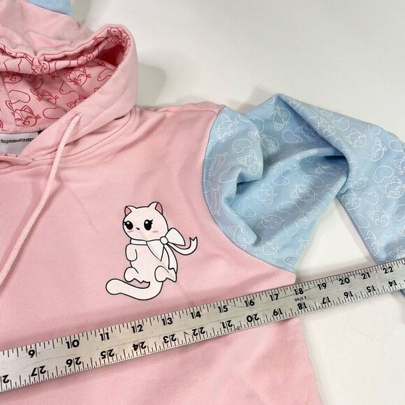Inquisitormaster Hoodie Womens Small Pink Blue Cat with Ears Anime Youtuber - Picture 7 of 8